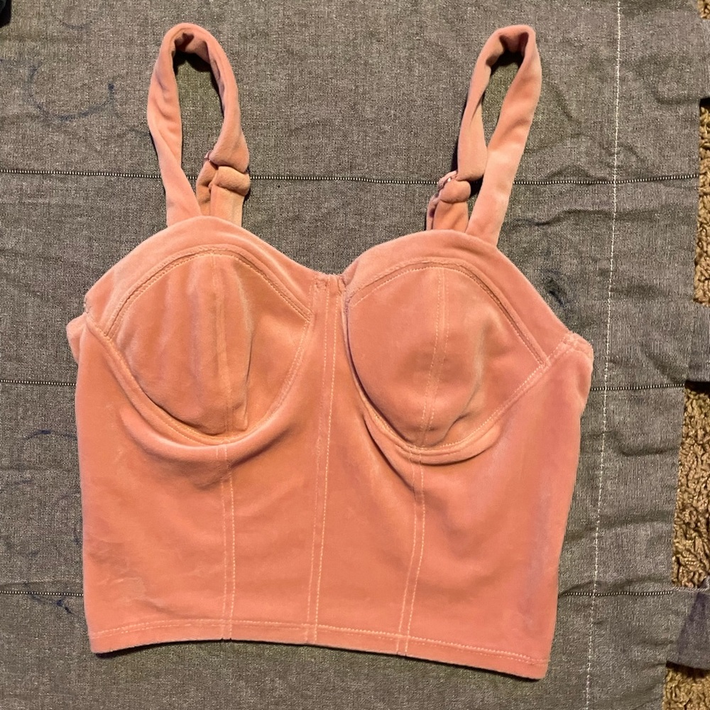 Velvet pink corset top